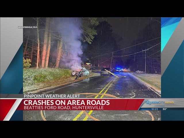 ⁣Beatties Ford Road remains closed after series of crashes in Huntersville