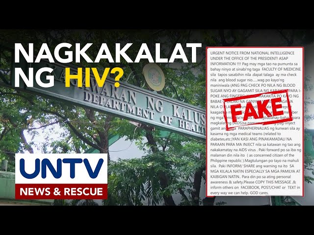 ⁣DOH, pinabulaanan ang kumakalat na umano’y blood sugar test na kontaminado ng HIV