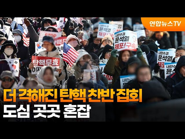 ⁣주말에 더 격해진 탄핵 찬반 집회…도심 곳곳 혼잡 / 연합뉴스TV (YonhapnewsTV)