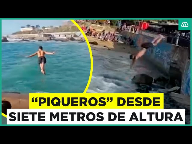 ⁣Los peligros de los piqueros a gran altura: Bañistas se lanzan desde los siete metros