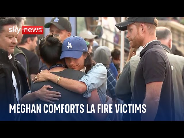 ⁣Harry and Meghan console residents who fled Los Angeles wildfires