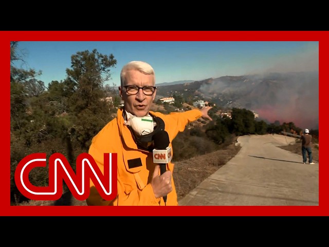 ⁣Anderson Cooper catches helicopters in active battle to save Topanga Canyon homes from wildfires