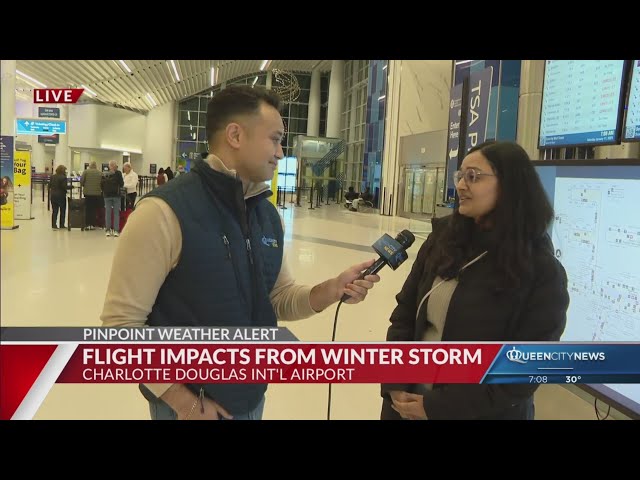 ⁣Winter storm snarls travel at Charlotte Douglas Intl. Airport