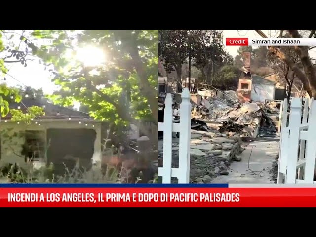 ⁣Incendi a Los Angeles, il prima e dopo di Pacific Palisades