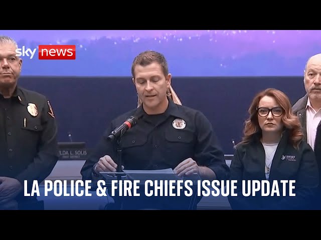 ⁣Authorities hold a news conference updating on spread of Los Angeles fires