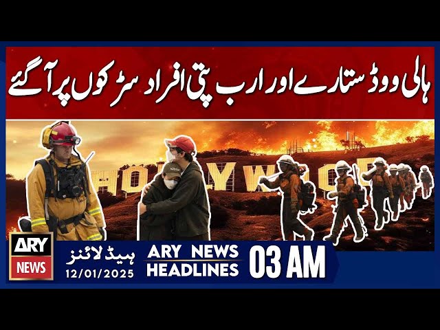 ⁣Hollywood stars and billionaires hit the streets - ARY News 3 AM Headlines | 12th JAN 2025