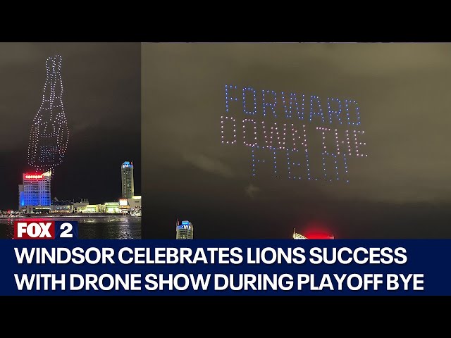 ⁣Detroit Lions drone show