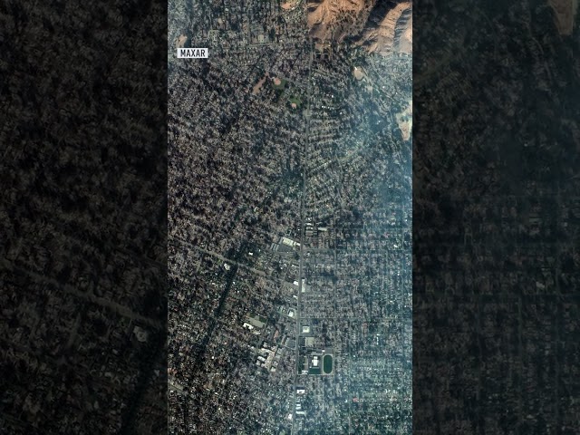 ⁣Satellite wildfire damage