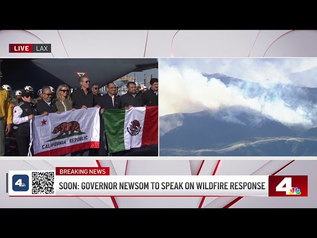 ⁣Mexican firefighters arrive to Los Angeles to help battle wildfires