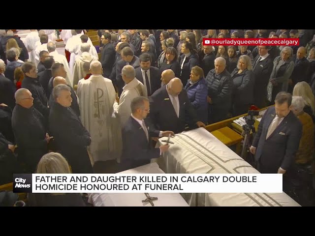 ⁣Father and daughter killed in Calgary double homicide honoured at funeral