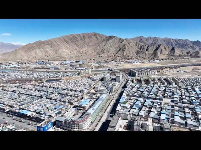 ⁣Aerial footage reveals Xigaze City in the aftermath of earthquake