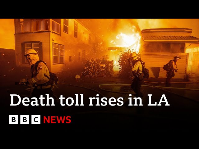 ⁣LA fires death toll rises as officials warn against looting and price hikes | BBC News