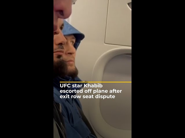 ⁣UFC star Khabib Nurmagomedov escorted off plane after exit row seat dispute | AJ#shorts