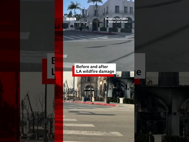 ⁣Before and after the LA wildfires in the Pacific Palisades. #LA #Wildfires #Fires #BBCNews