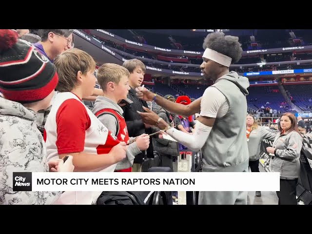 ⁣Toronto Raptors fans take over Detroit