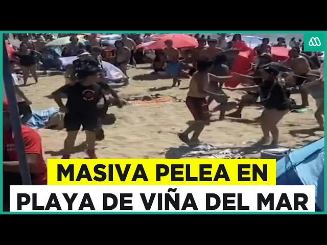 ⁣Brutal pelea en playa de Viña del Mar: Más de 12 personas involucradas en el impactante incidente