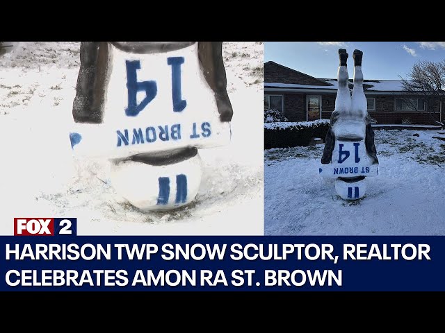 ⁣Do you want to build a snow man? Harrison Twp realtor honors Amon Ra St. Brown in snow