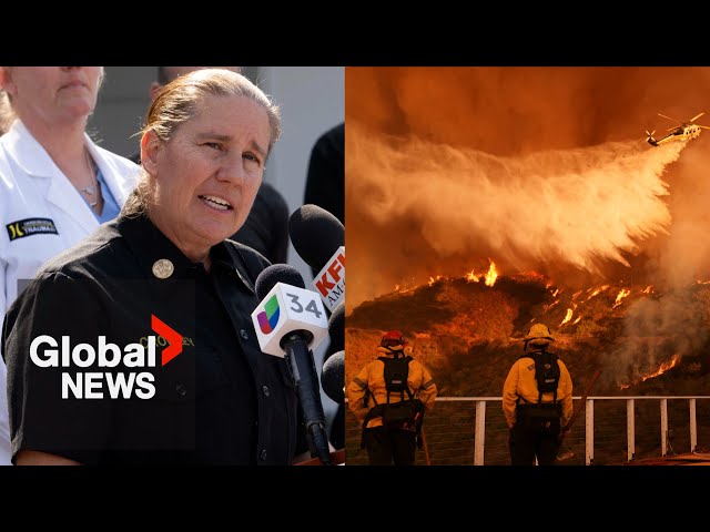 ⁣LA Wildfires: Fire chief warns of "next wave of wind events"