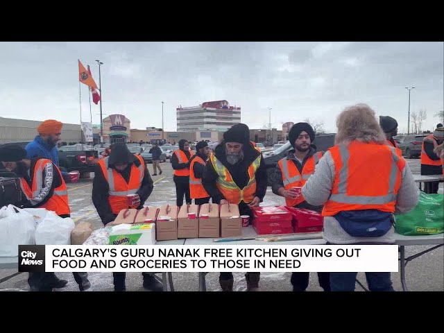 ⁣Calgary's Guru Nanak Free Kitchen gives out food and groceries to those in need