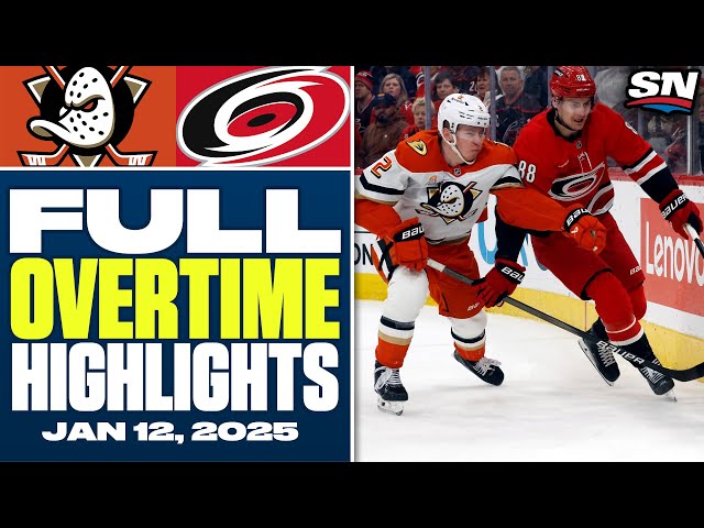 ⁣Anaheim Ducks at Carolina Hurricanes | FULL Overtime Highlights - January 12, 2025