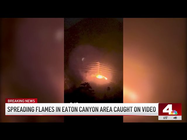 ⁣Spreading flames in Eaton Canyon area caught on video