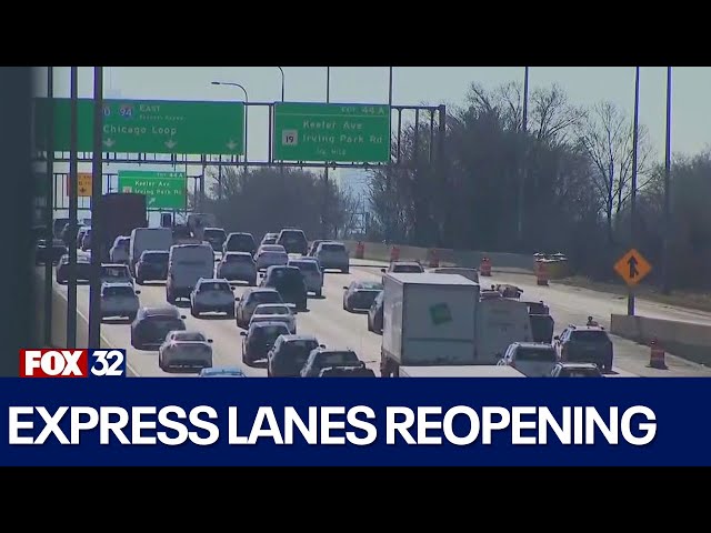 ⁣Kennedy Expressway express lanes set to reopen early Monday: IDOT