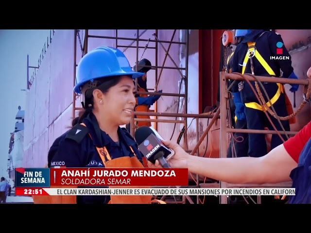 ⁣Anahí pasó de dar clases en una escuela a ser soldadora de buques en la Armada de México | Imagen