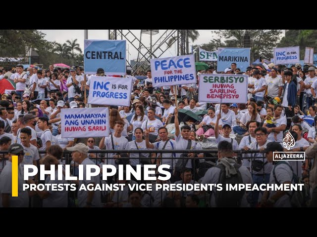 ⁣Philippine religious group rallies in Manila to oppose impeachment of VP Sara Duterte