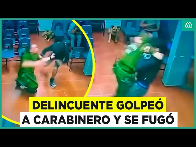 ⁣Detenido golpea a carabinero y se fuga: Lo arrastró por el piso