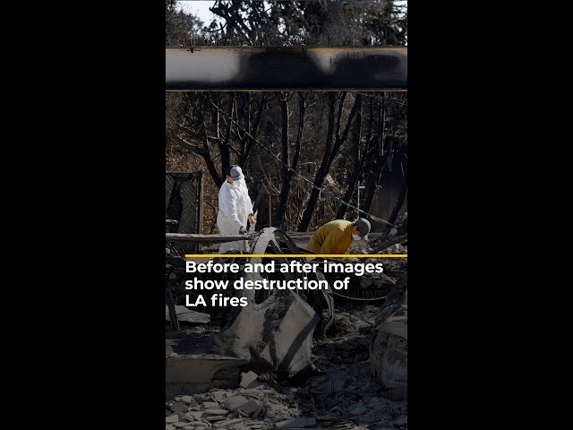 ⁣Before and after images show destruction of LA fires | AJ #shorts