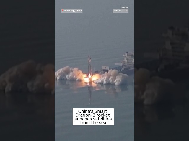 ⁣China's Smart Dragon-3 rocket launches satellites from the sea