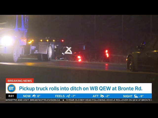 ⁣Boy, 9, dead in rollover crash on QEW in Oakville; father to be charged