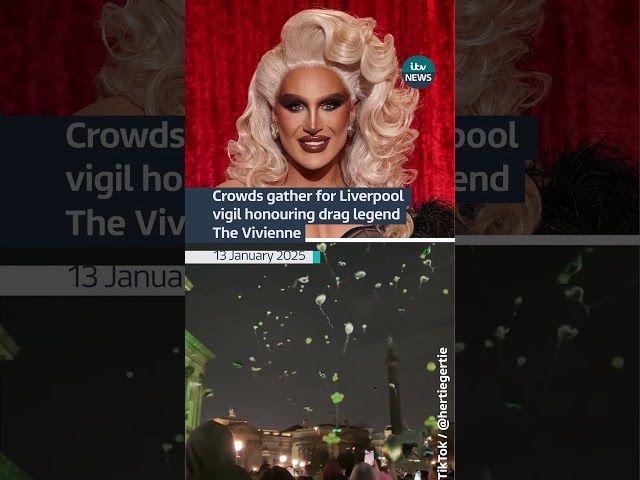 ⁣Crowds gather for Liverpool vigil honouring drag legend The Vivienne | ITV News