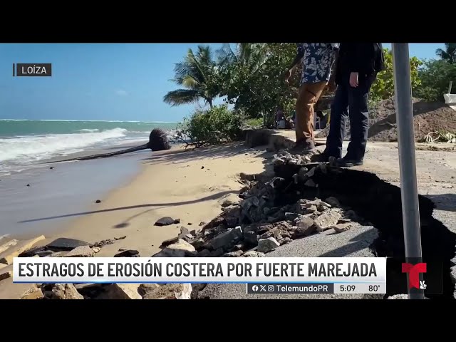 ⁣Marejada agrava la erosión costera en Parcelas Suárez en Loíza