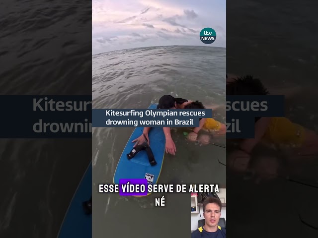 ⁣Kitesurfing Olympian rescues drowning woman in Brazil #itvnews