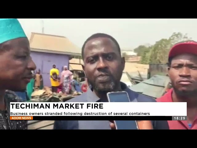 ⁣Techiman Market Fire: Business owners stranded following destruction of several containers.