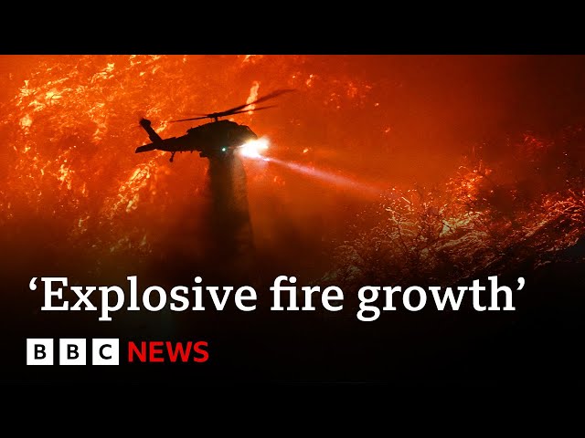 ⁣Los Angeles braces for ‘explosive fire growth’ as high winds near | BBC News