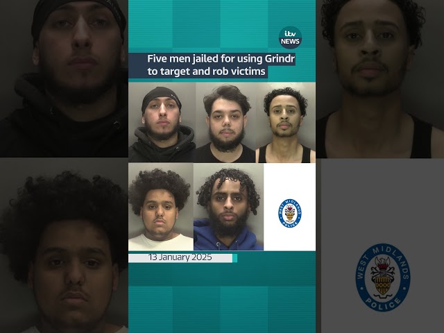 ⁣Five men jailed for using Grindr to target and rob victims #itvnews