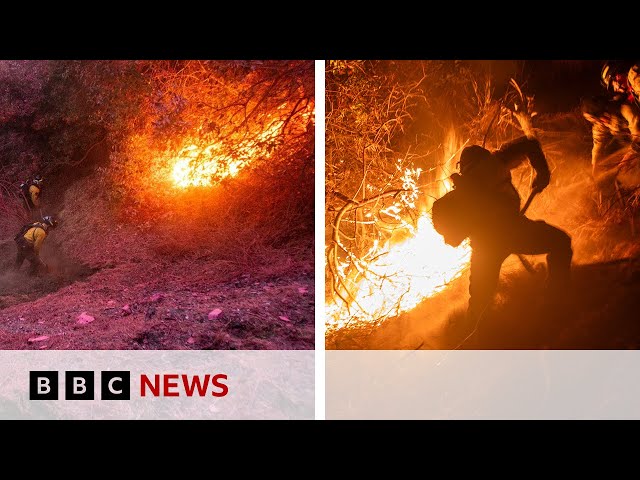 ⁣LA firefighters ready for ‘hurricane force winds’, mayor says | BBC News