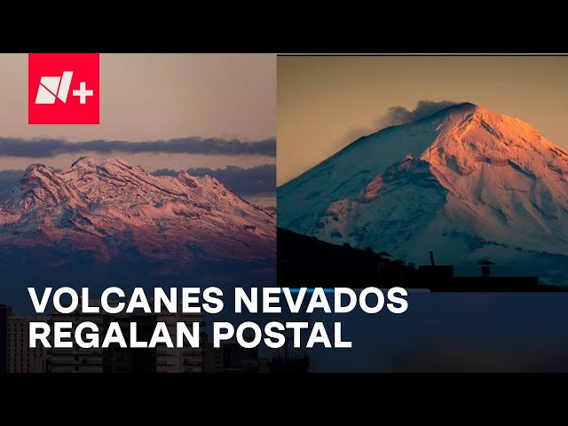 ⁣Bajas temperaturas en el Valle de México dejan postales impresionantes del Popo e Iztaccíhuatl