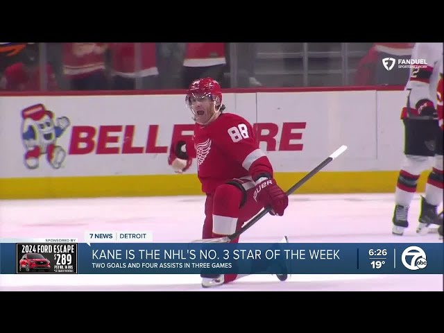 ⁣Red Wings win seven straight as Kane earns NHL's No. 3 star of week