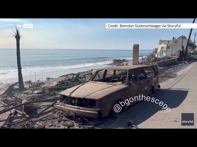 ⁣Le case sulla spiaggia di Malibu distrutte dall'incendio