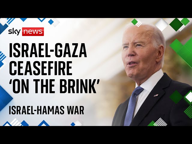 ⁣Gaza ceasefire deal is 'on the brink', US president Joe Biden says