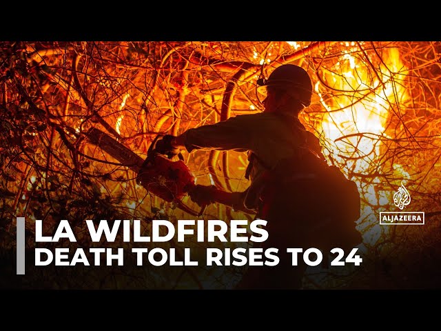 ⁣Fire crews race to contain Los Angeles wildfires as death toll rises to 24