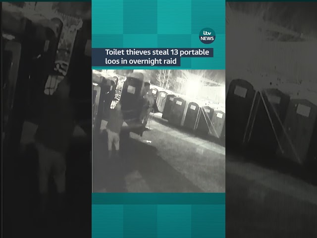 ⁣CCTV captures toilet thieves stealing 13 portable toilets in an overnight raid #itvnews #oxfordshire