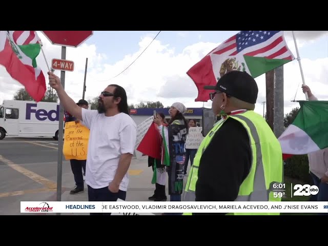 ⁣Field worker protests take place in McFarland