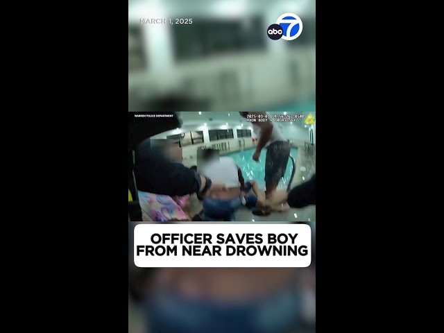 ⁣Police officer rescues boy from drowning, intense bodycam video shows