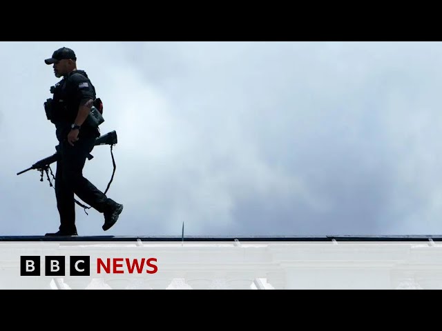 ⁣Secret Service shoots armed man outside White House | BBC News