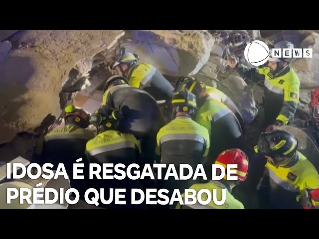 ⁣Idosa de 74 é resgatada de prédio que desabou na Itália