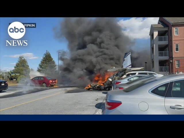 ⁣Small plane crashes and goes up in flames in Pennsylvania